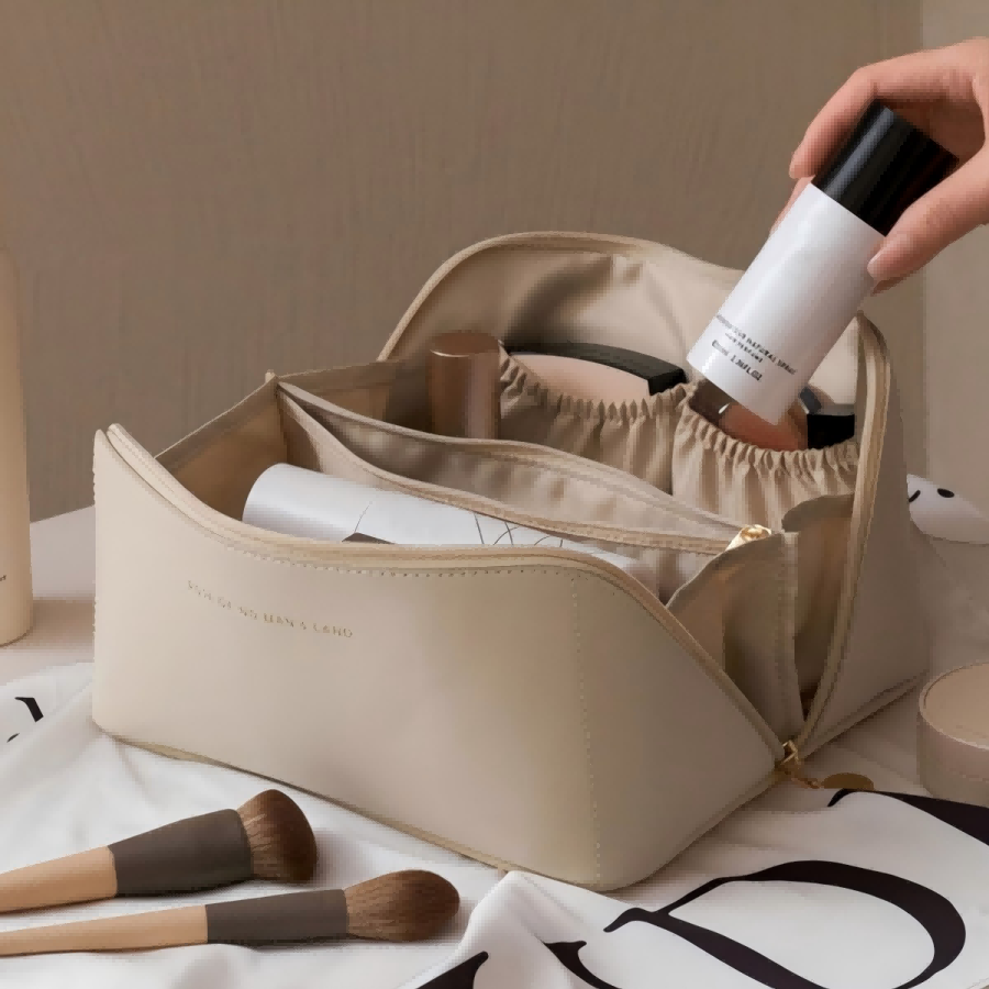 Beauty Makeup Bag - Large Capacity Waterproof Makeup Bag White
