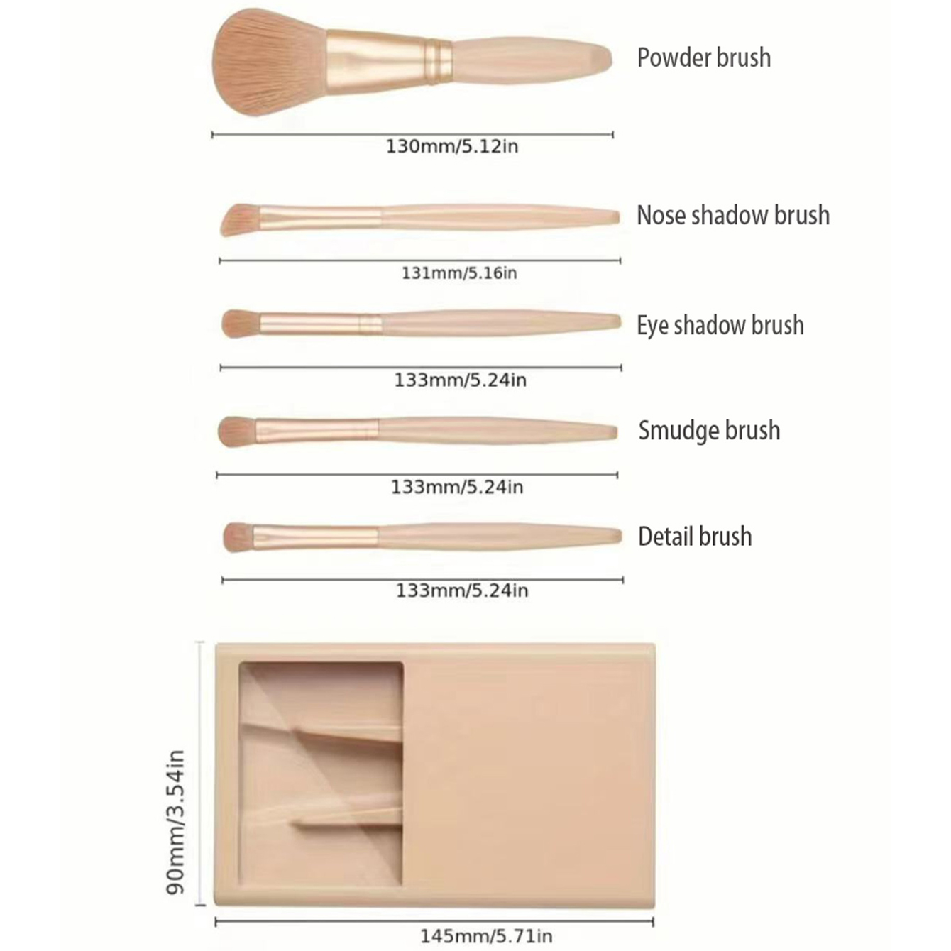 5pcs Cosmetic Brush Kit With M - Beauty Makeup Case 리뷰 및 가격