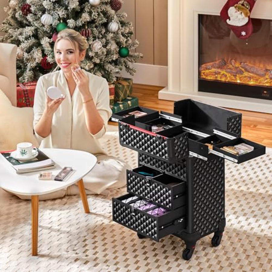 Rolling Makeup Train Case with - Beauty Makeup Case 리뷰 및 가격