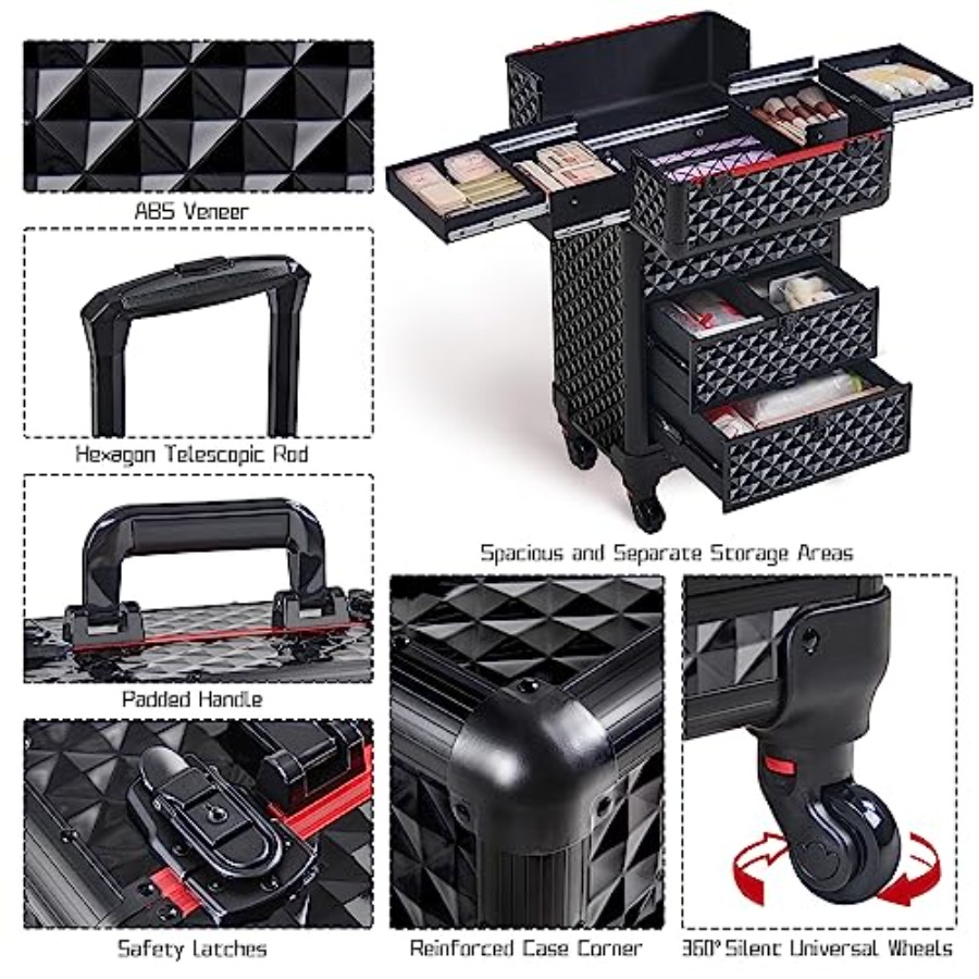 Rolling Makeup Train Case with - Beauty Makeup Case 리뷰 및 가격