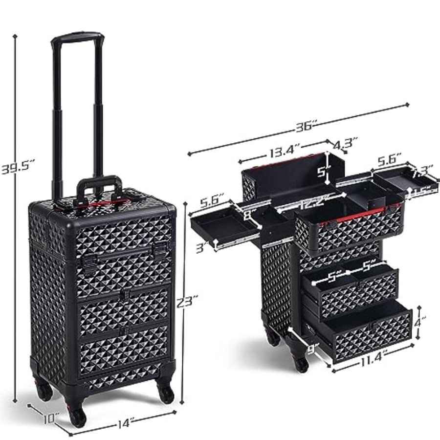 Rolling Makeup Train Case with - Beauty Makeup Case 리뷰 및 가격