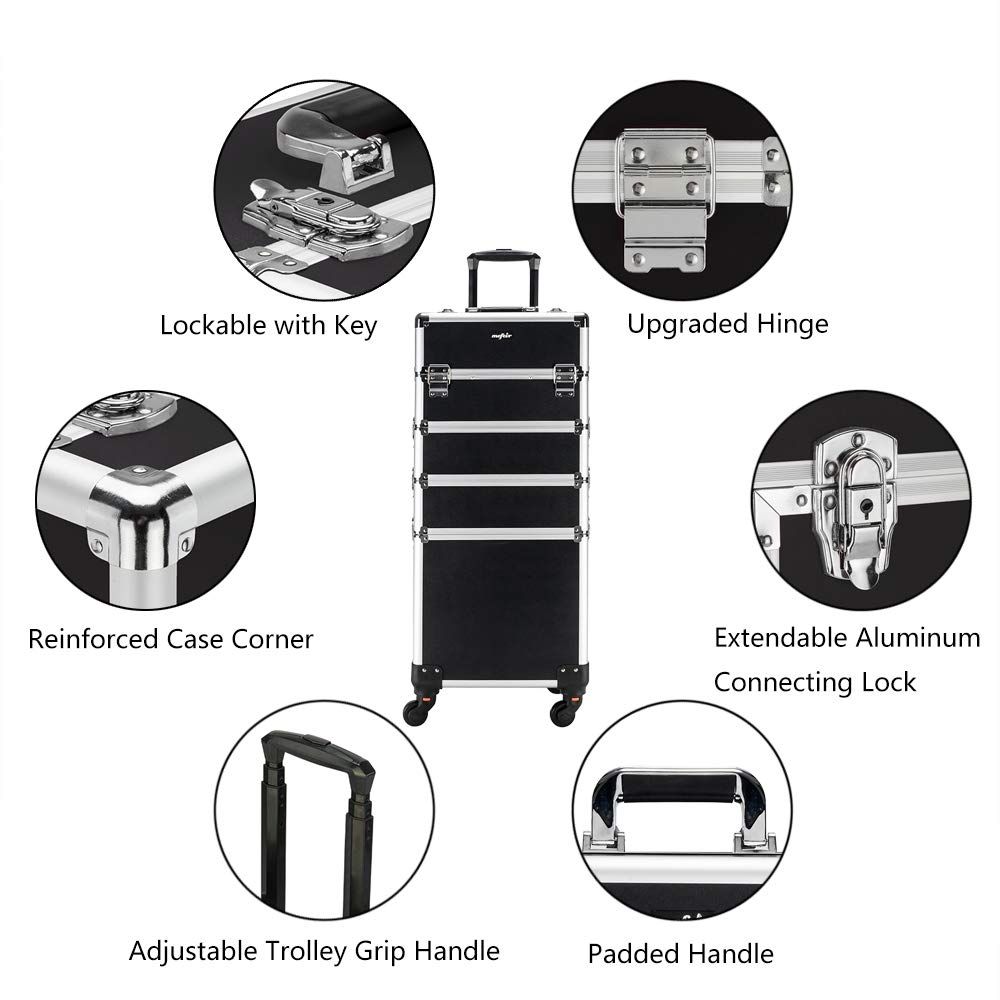 Aluminum 4-in-1 Rolling Makeup - Beauty Makeup Case 리뷰 및 가격
