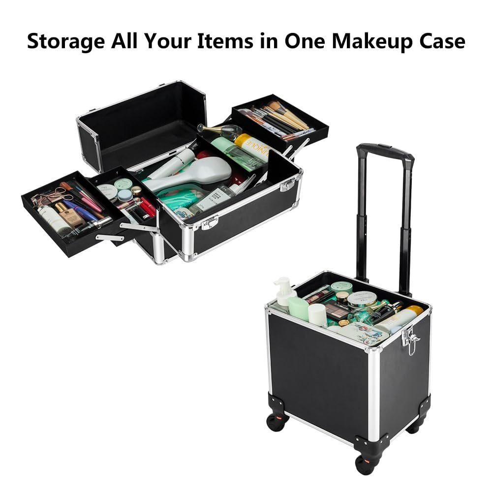 Aluminum 4-in-1 Rolling Makeup - Beauty Makeup Case 리뷰 및 가격